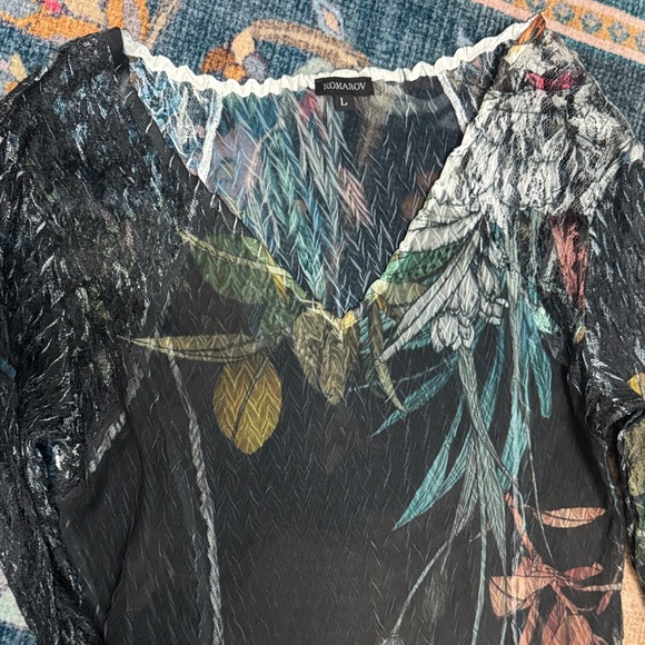 Komarov Black Floral Long Sleeve Dress - Picture 2 of 7